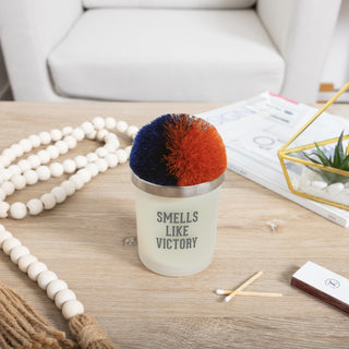 Victory Navy & Orange - 5.5 oz - 100% Soy Wax Candle with Pom Pom Lid Scent: Tranquility