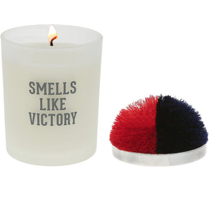 Victory Red & Navy - 5.5 oz - 100% Soy Wax Candle with Pom Pom Lid Scent: Tranquility