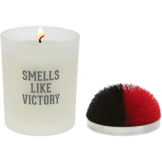 Victory Red & Black - 5.5 oz - 100% Soy Wax Candle with Pom Pom Lid Scent: Tranquility