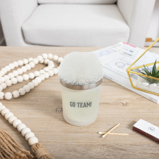 Go Team! White - 5.5 oz - 100% Soy Wax Candle with Pom Pom Lid Scent: Tranquility