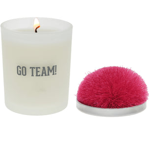 Go Team! Hot Pink - 5.5 oz - 100% Soy Wax Candle with Pom Pom Lid Scent: Tranquility