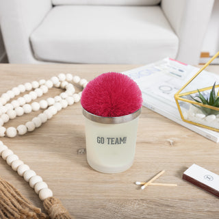 Go Team! Hot Pink - 5.5 oz - 100% Soy Wax Candle with Pom Pom Lid Scent: Tranquility