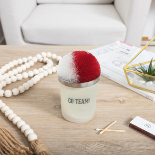 Go Team! Red & White - 5.5 oz - 100% Soy Wax Candle with Pom Pom Lid Scent: Tranquility