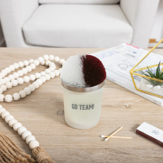 Go Team! Maroon & White - 5.5 oz - 100% Soy Wax Candle with Pom Pom Lid Scent: Tranquility