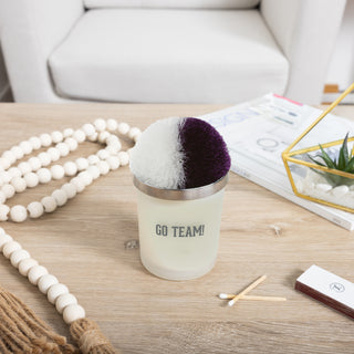 Go Team! Purple & White - 5.5 oz - 100% Soy Wax Candle with Pom Pom Lid Scent: Tranquility