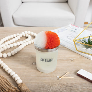 Go Team! Orange & White - 5.5 oz - 100% Soy Wax Candle with Pom Pom Lid Scent: Tranquility