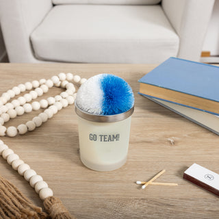 Go Team! Light Blue & White - 5.5 oz - 100% Soy Wax Candle with Pom Pom Lid Scent: Tranquility