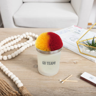 Go Team! Red & Yellow - 5.5 oz - 100% Soy Wax Candle with Pom Pom Lid Scent: Tranquility