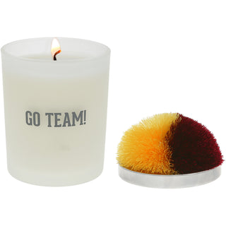 Go Team! Maroon & Yellow - 5.5 oz - 100% Soy Wax Candle with Pom Pom Lid Scent: Tranquility