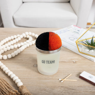 Go Team! Black & Orange - 5.5 oz - 100% Soy Wax Candle with Pom Pom Lid Scent: Tranquility