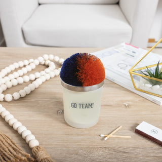 Go Team! Navy & Orange - 5.5 oz - 100% Soy Wax Candle with Pom Pom Lid Scent: Tranquility