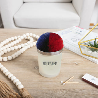 Go Team! Red & Blue - 5.5 oz - 100% Soy Wax Candle with Pom Pom Lid Scent: Tranquility
