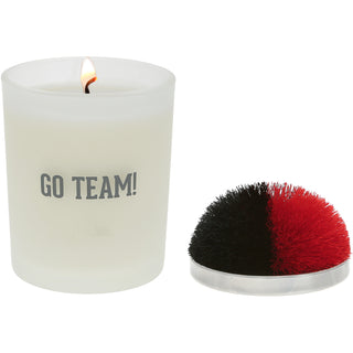 Go Team! Red & Black - 5.5 oz - 100% Soy Wax Candle with Pom Pom Lid Scent: Tranquility