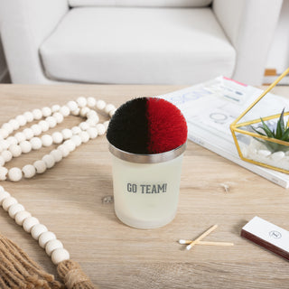 Go Team! Red & Black - 5.5 oz - 100% Soy Wax Candle with Pom Pom Lid Scent: Tranquility