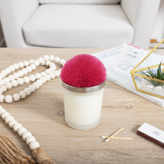 Blank Hot Pink - 5.5 oz - 100% Soy Wax Candle with Pom Pom Lid Scent: Tranquility