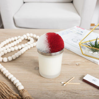 Blank Red & White - 5.5 oz - 100% Soy Wax Candle with Pom Pom Lid Scent: Tranquility