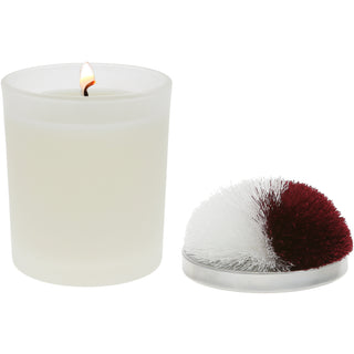 Blank Maroon & White - 5.5 oz - 100% Soy Wax Candle with Pom Pom Lid Scent: Tranquility