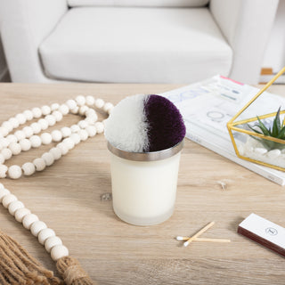 Blank Purple & White - 5.5 oz - 100% Soy Wax Candle with Pom Pom Lid Scent: Tranquility