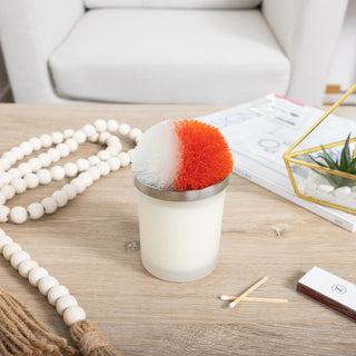 Blank Orange & White - 5.5 oz - 100% Soy Wax Candle with Pom Pom Lid Scent: Tranquility