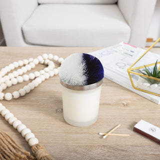 Blank Blue & White - 5.5 oz - 100% Soy Wax Candle with Pom Pom Lid Scent: Tranquility