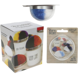 Blank Light Blue & White - 5.5 oz - 100% Soy Wax Candle with Pom Pom Lid Scent: Tranquility
