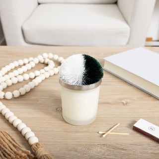 Blank Green & White - 5.5 oz - 100% Soy Wax Candle with Pom Pom Lid Scent: Tranquility