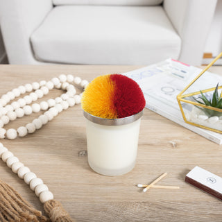 Blank Red & Yellow - 5.5 oz - 100% Soy Wax Candle with Pom Pom Lid Scent: Tranquility