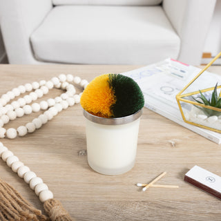 Blank Green & Yellow - 5.5 oz - 100% Soy Wax Candle with Pom Pom Lid Scent: Tranquility