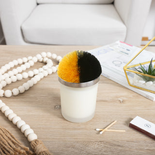 Blank Black & Yellow - 5.5 oz - 100% Soy Wax Candle with Pom Pom Lid Scent: Tranquility