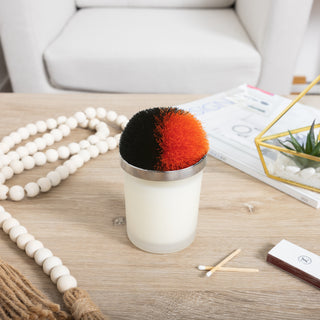 Blank Black & Orange - 5.5 oz - 100% Soy Wax Candle with Pom Pom Lid Scent: Tranquility