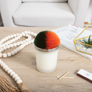 Blank Green & Orange - 5.5 oz - 100% Soy Wax Candle with Pom Pom Lid Scent: Tranquility