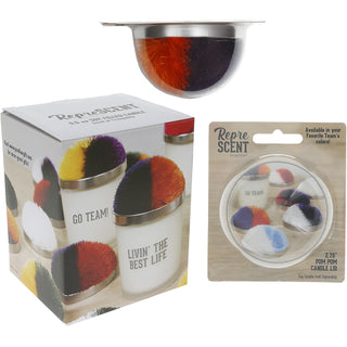 Blank Navy & Orange - 5.5 oz - 100% Soy Wax Candle with Pom Pom Lid Scent: Tranquility