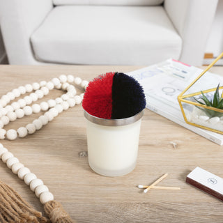 Blank Red & Navy - 5.5 oz - 100% Soy Wax Candle with Pom Pom Lid Scent: Tranquility