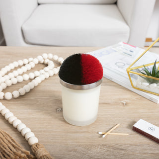 Blank Red & Black - 5.5 oz - 100% Soy Wax Candle with Pom Pom Lid Scent: Tranquility