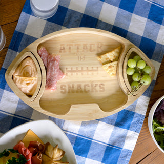 Attack the Snacks Bamboo Serving Board with Dip Bowls