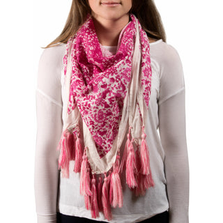 Vanessa Floral Cotton Scarf 40"x40" Fuchsia Scarf