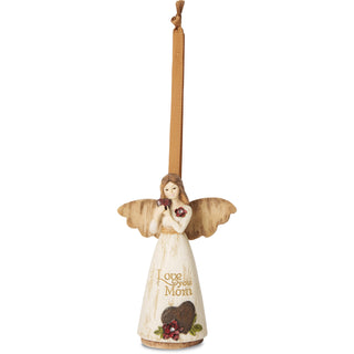 Love You Mom 4.5" Angel Ornament Holding Heart