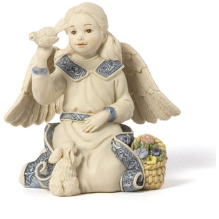 Angel Holding Dove 3.5" w/Flowers and Bunny