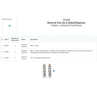 Warm & Toe-sty 2-Sided Displayer Items #10105, 10106 & 71318