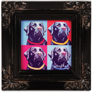 Black Lab - Woofhol 3.5" x 3.5" Framed Canvas