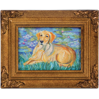 Golden Retriever - Bonet 3.5" x 5" Framed Canvas