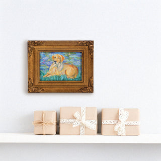 Golden Retriever Bonet - 3.5" x 5" Framed Canvas