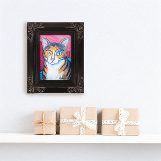 Brown Tabby Pawcasso - 3.5" x 5" Framed Canvas