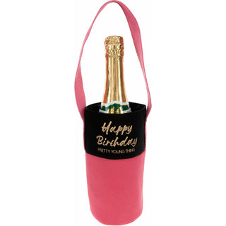 Happy Birthday Canvas Bottle Gift Bag