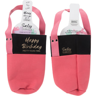 Happy Birthday Canvas Bottle Gift Bag