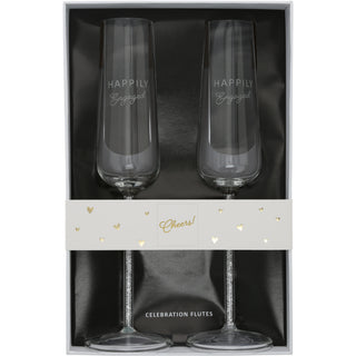 Engaged   Gift Boxed 7 oz Glass Toasting Flute Set