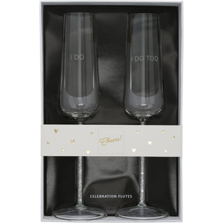 I Do Too  Gift Boxed 7 oz Glass Toasting Flute Set