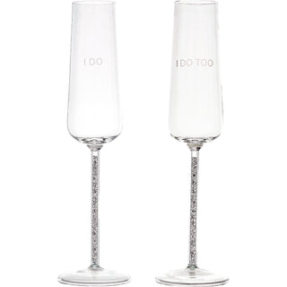 I Do Too  Gift Boxed 7 oz Glass Toasting Flute Set