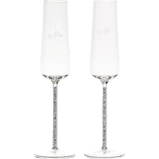 Mr. & Mrs.   Gift Boxed 7 oz Glass Toasting Flute Set