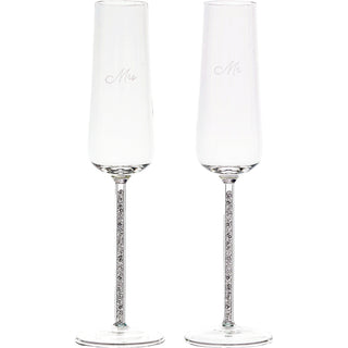 Mr. & Mrs. Gift Boxed 7 oz Glass Toasting Flute Set